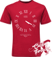 red tee with roman analog clock set to 4 20 DTG printed design