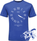 royal blue tee with roman analog clock set to 4 20 DTG printed design