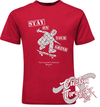 red cotton t-shirt stay on your grind skate