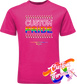 pink tee with custom pride rainbow pride flag DTG printed design