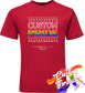 red tee with custom pride rainbow pride flag DTG printed design