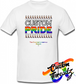 white tee with custom pride rainbow pride flag DTG printed design