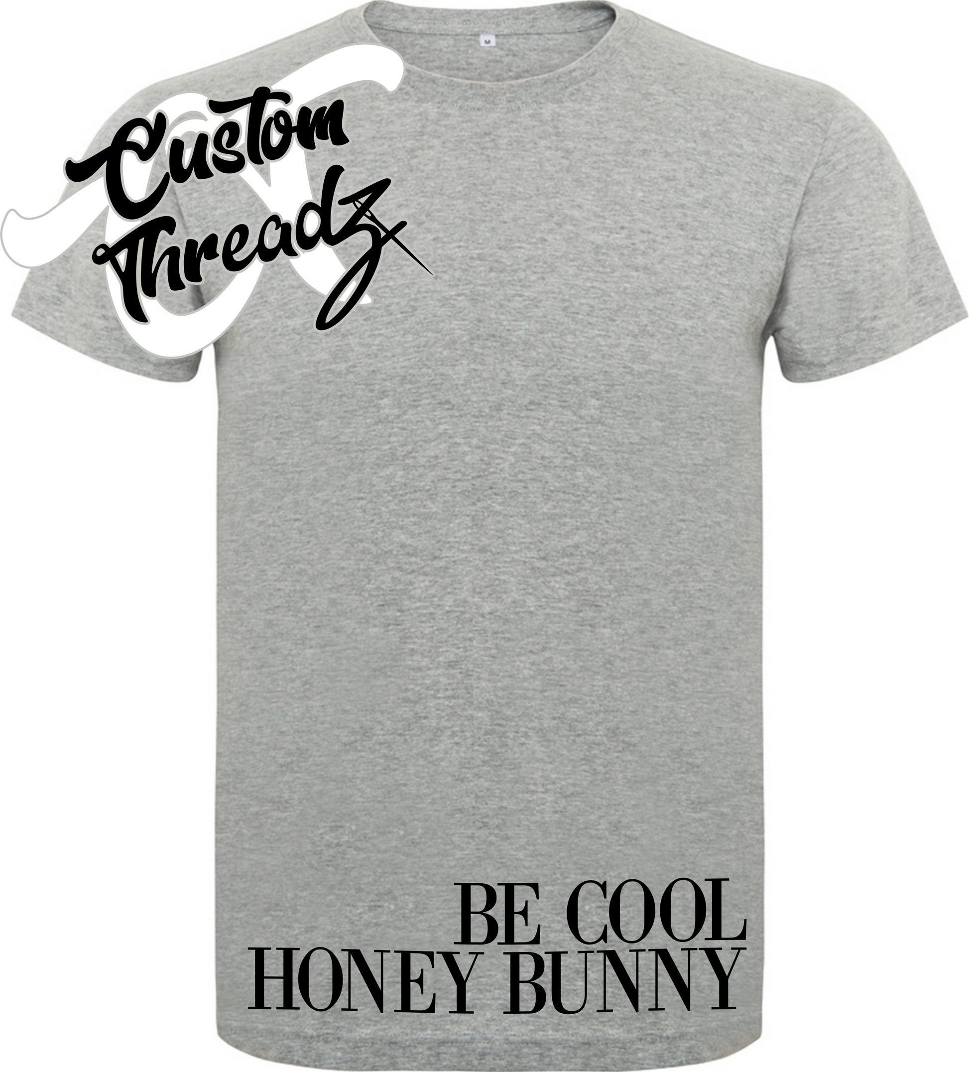 athletic heather tee with be cool honey bun pulp fiction DTG printed design
