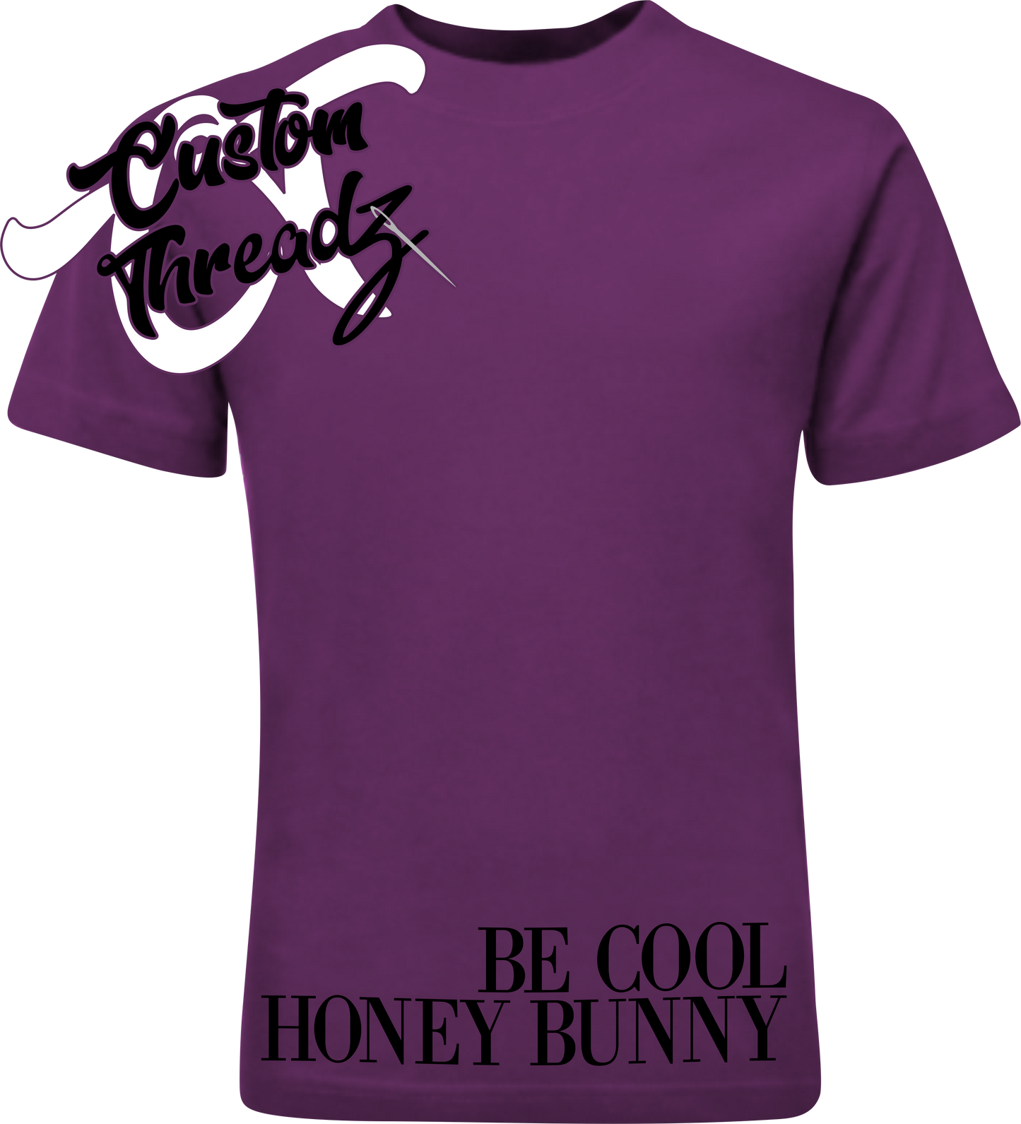 purple tee with be cool honey bun pulp fiction DTG printed design