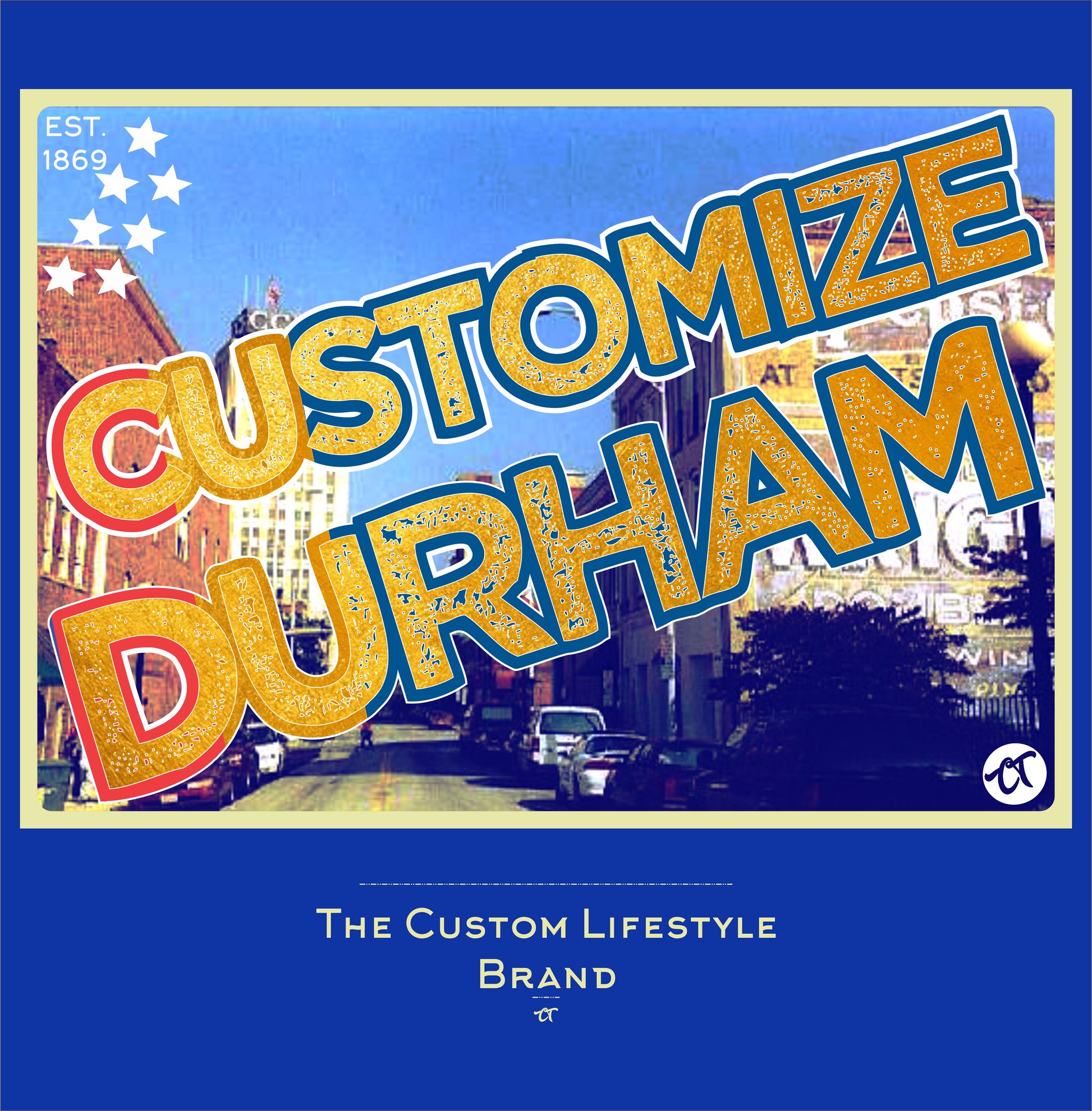 customize durham nc gold DTG design graphic