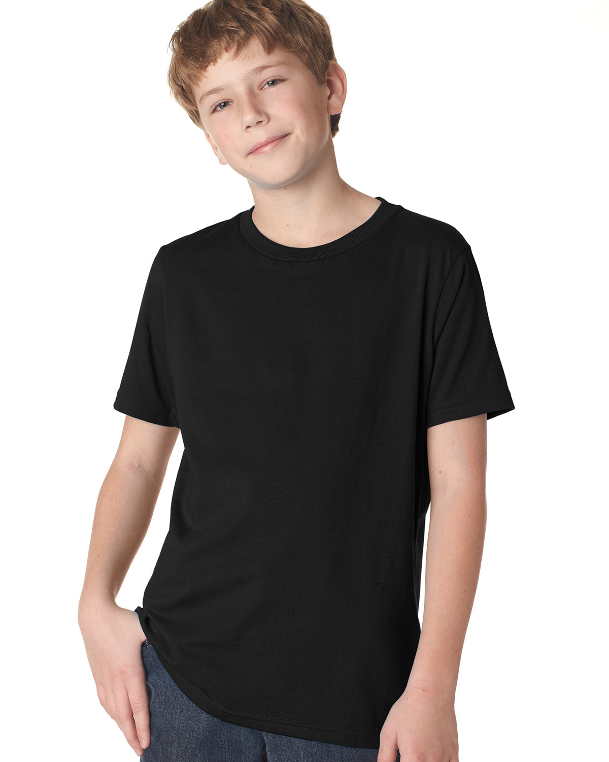 child model wearing next level youth tee in black