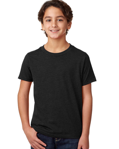 child model wearing next level youth CVC tee in black