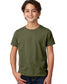 child model wearing next level youth CVC tee in military green