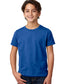 child model wearing next level youth CVC tee in royal blue