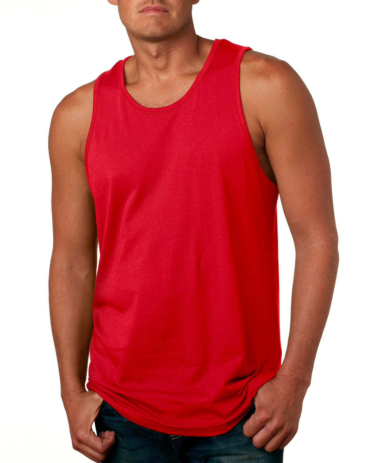next level mens cotton tank top red