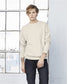 male model wearing bella+canvas fleece crewneck sweatshirt in heather dust