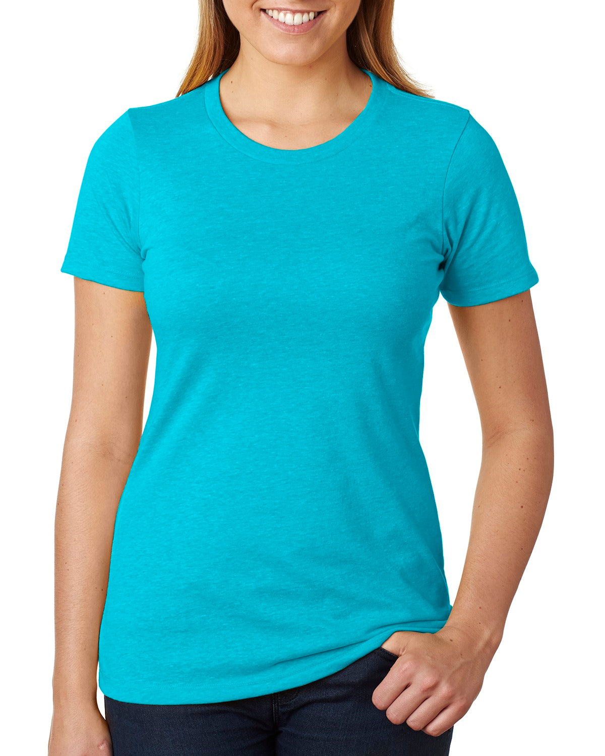 womans next level cvc tshirt bondi blue