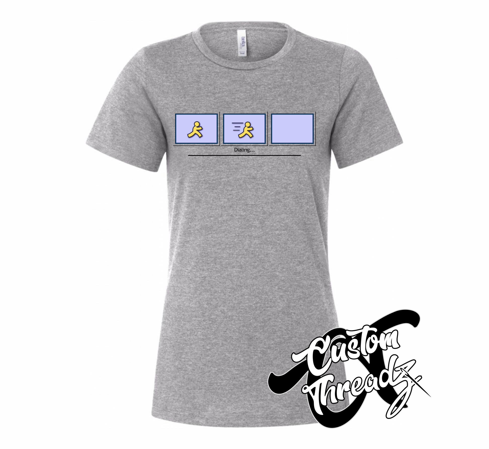 athletic heather grey womens tee with AOL dial up DTG printed design