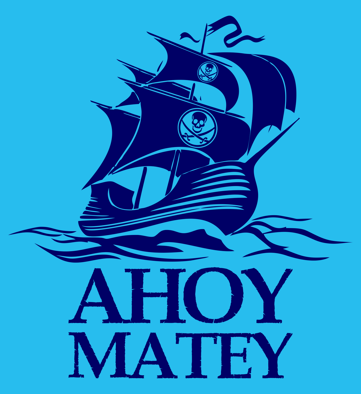 ahoy matey pirate ship DTG design graphic
