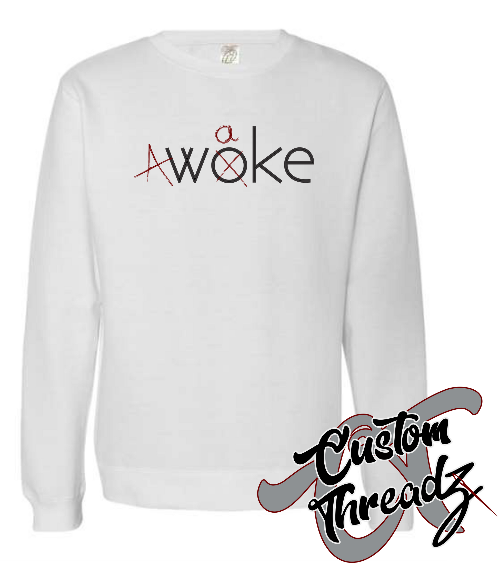 white sweatshirt Awoke design