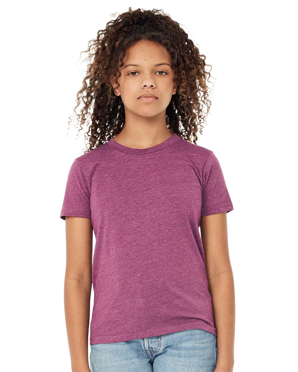 bella+canvas youth cvc t-shirt heather magenta
