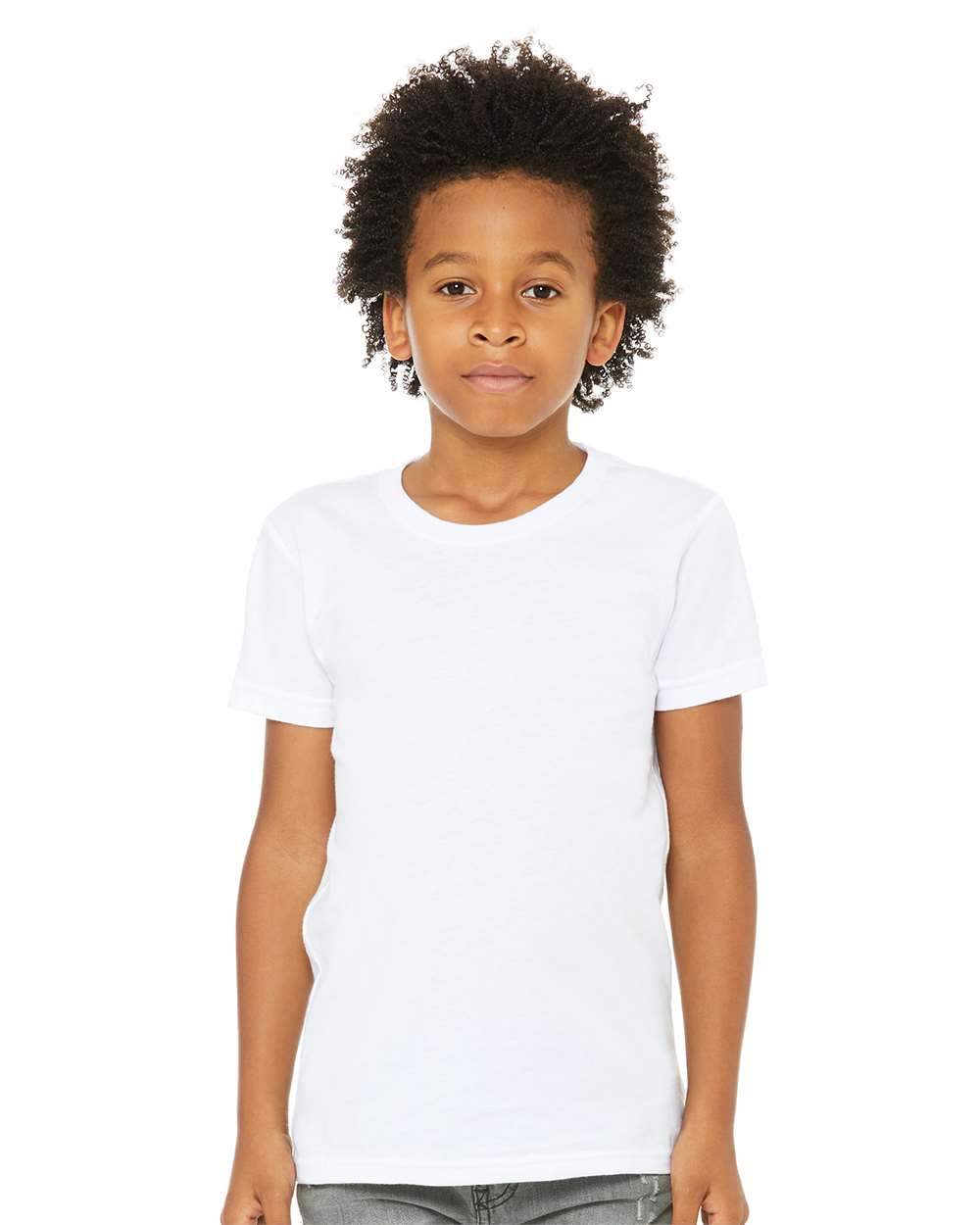 bella+canvas youth cvc t-shirt solid white blend