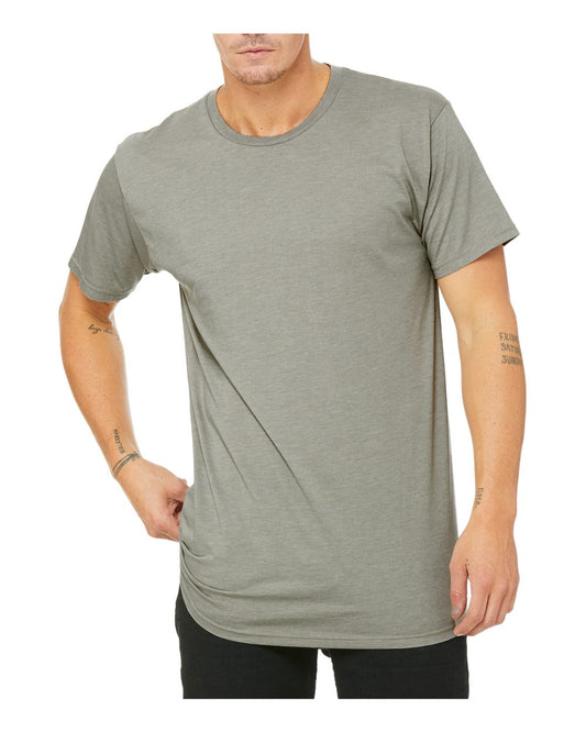 bella+canvas long body urban tee heather stone