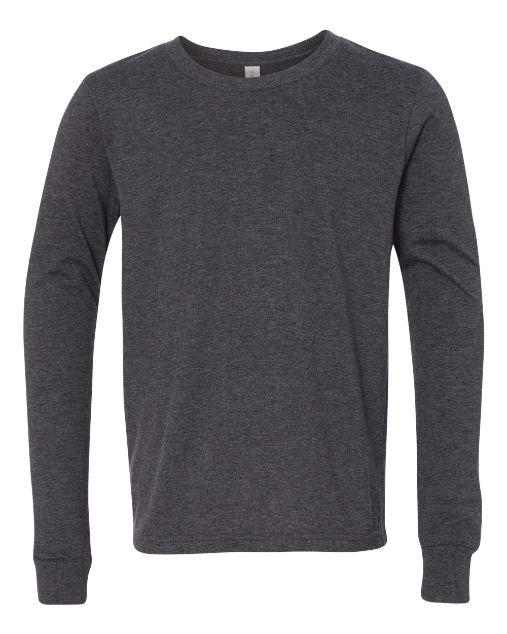 bella+canvas youth long sleeve tee dark grey heather