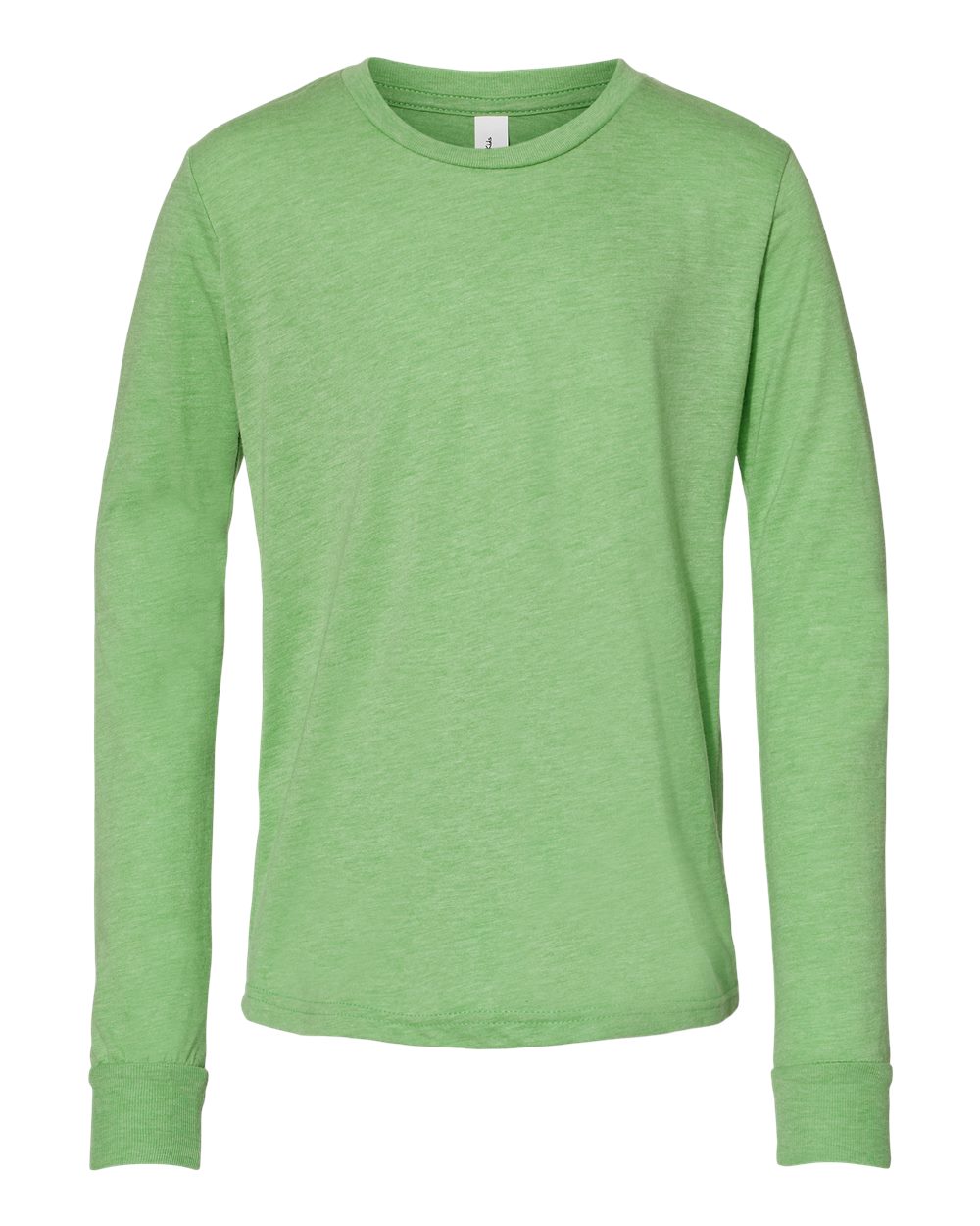 bella+canvas youth long sleeve tee green triblend