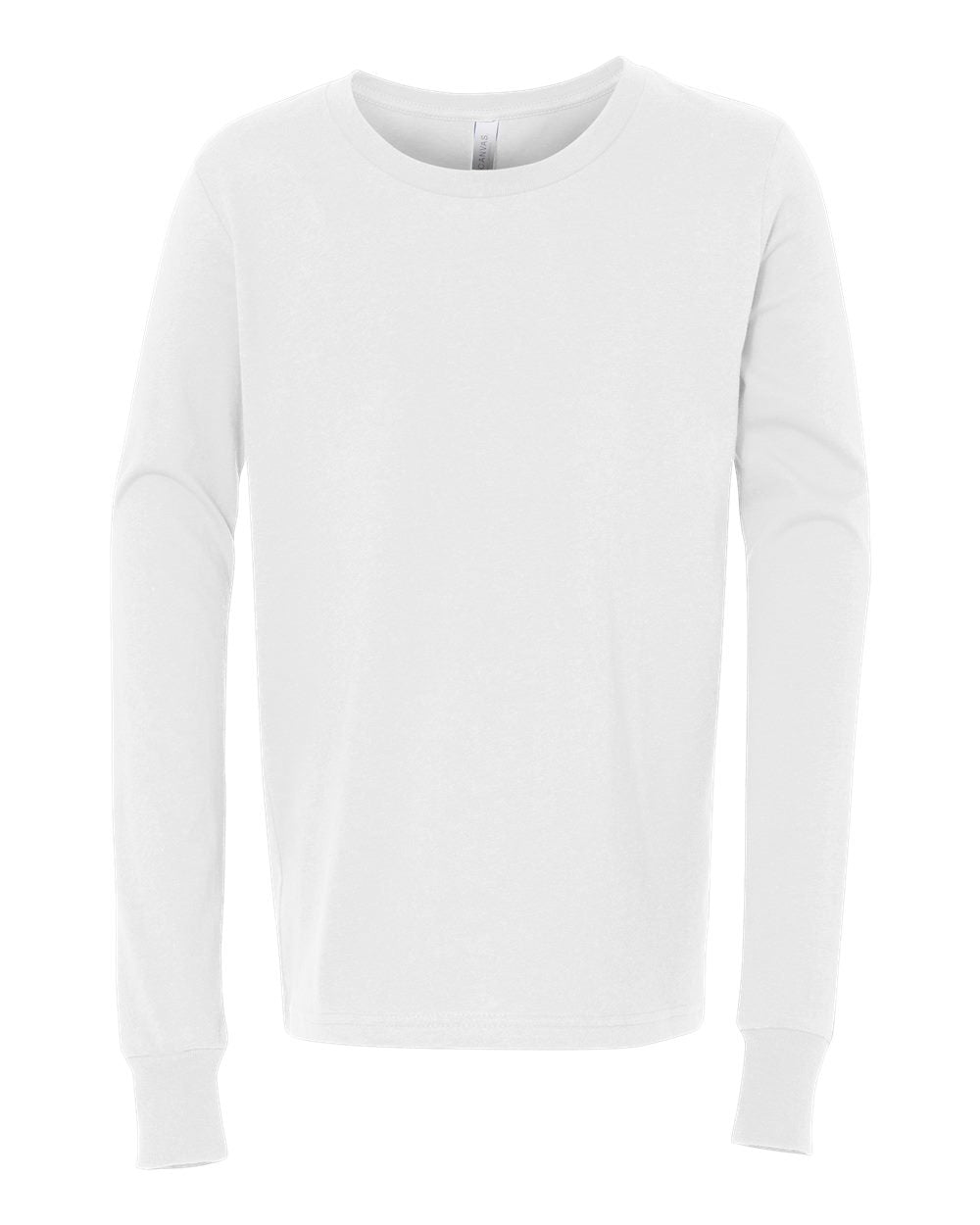 bella+canvas youth long sleeve tee white