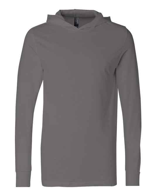 bella+canvas hooded long sleeve tee asphalt