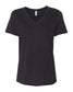 bella+canvas womens relaxed CVC v-neck tee black heather