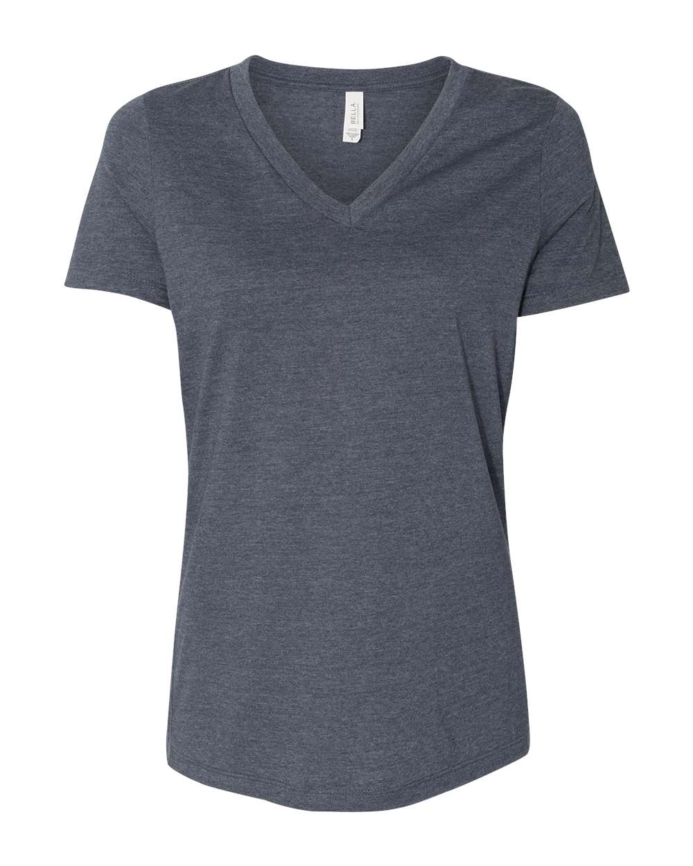 bella+canvas womens relaxed CVC v-neck tee heather navy