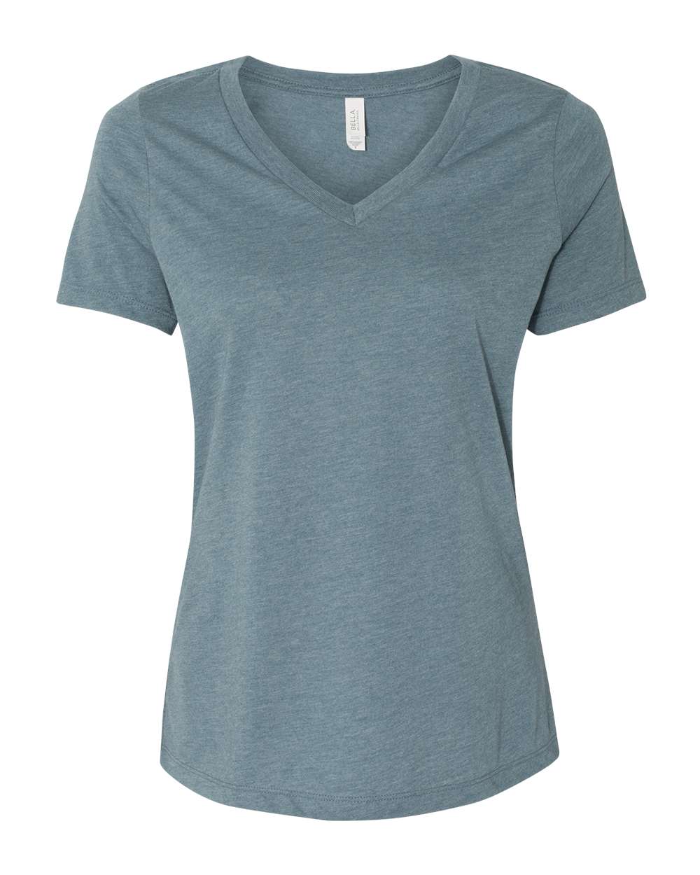 bella+canvas womens relaxed CVC v-neck tee heather slate