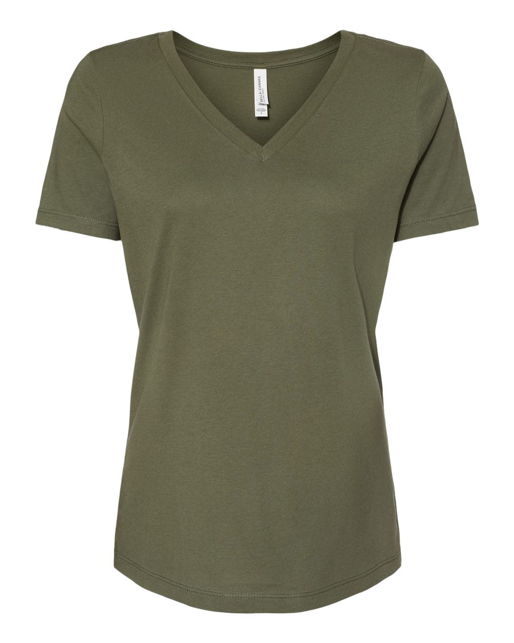 bella+canvas womens relaxed v-neck tee military green