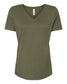 bella+canvas womens relaxed v-neck tee military green