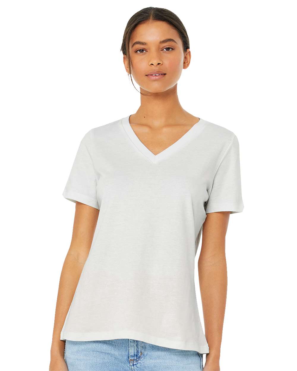bella+canvas womens relaxed v-neck tee vintage white