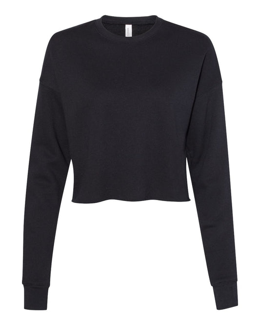 bella+canvas womens cropped fleece crew black