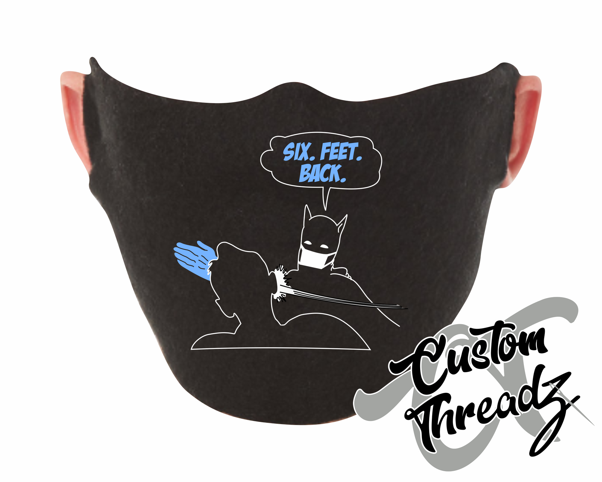 black face mask with holy corona, batman batman slapping robin meme DTG printed design