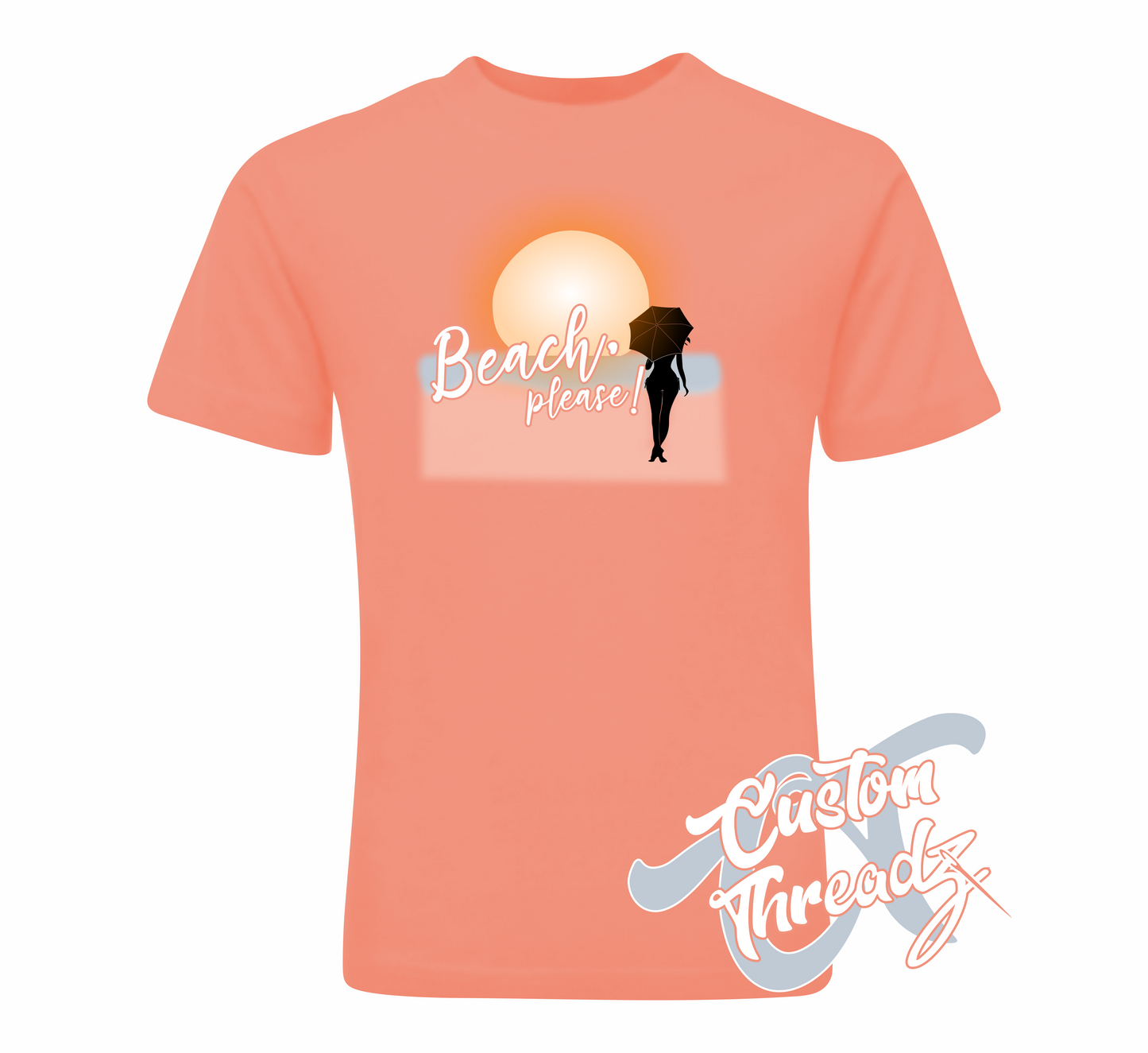 sunset t-shirt with beach please DTG printed design