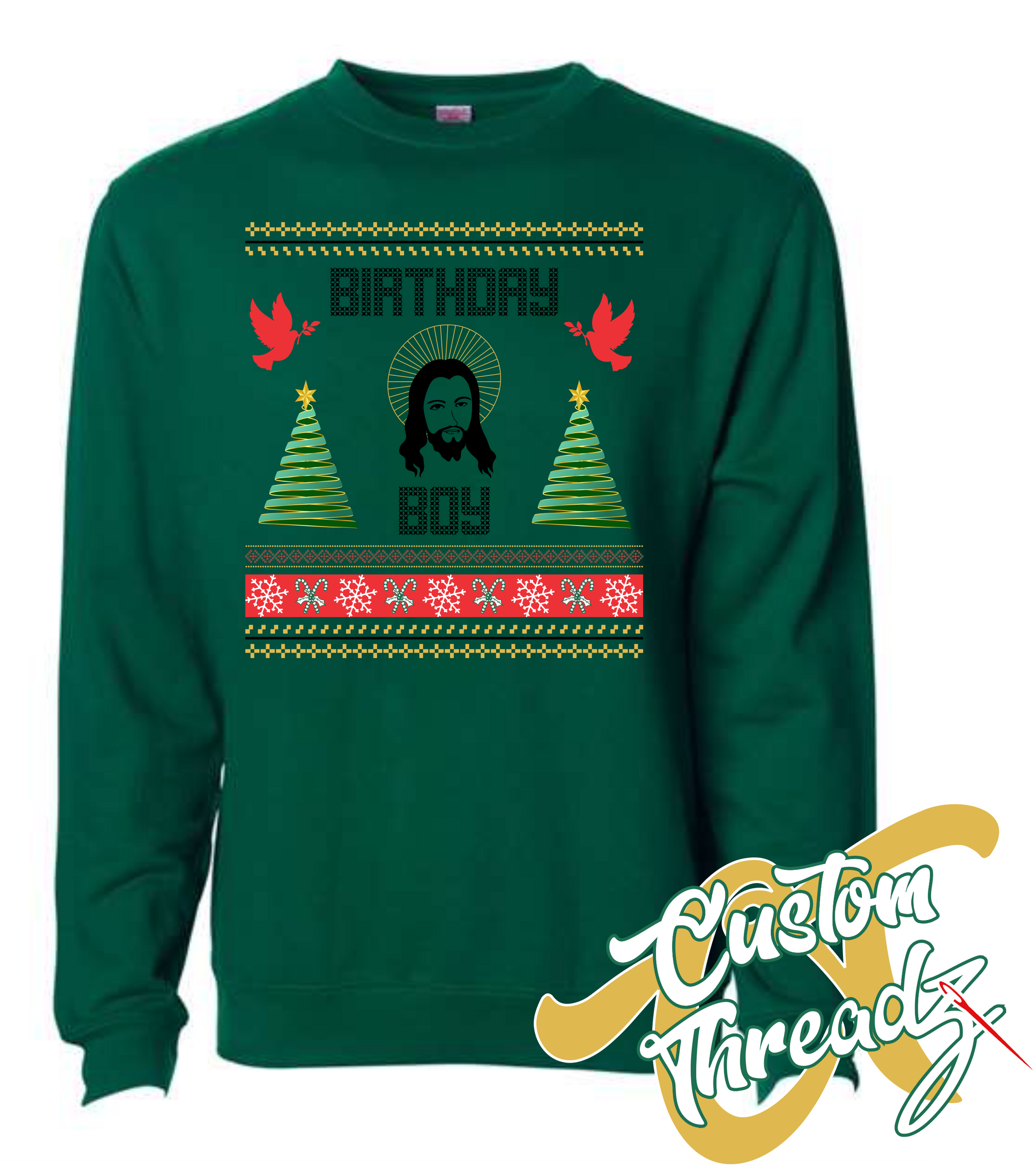 dark green crewneck sweatshirt christmas birthday boy design
