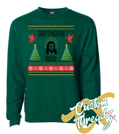 dark green crewneck sweatshirt christmas birthday boy design