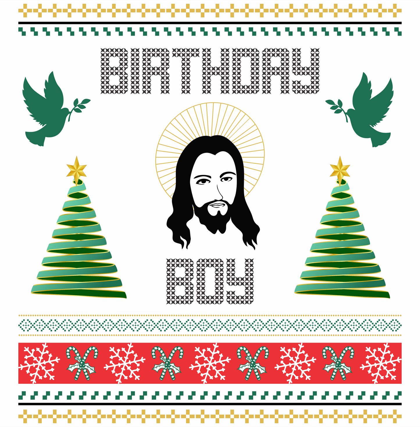 birthday boy christmas sweater style DTG design graphic