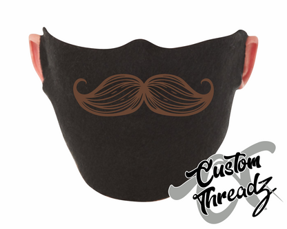 black face mask brown mustache print