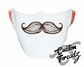 white face mask brown mustache printed design
