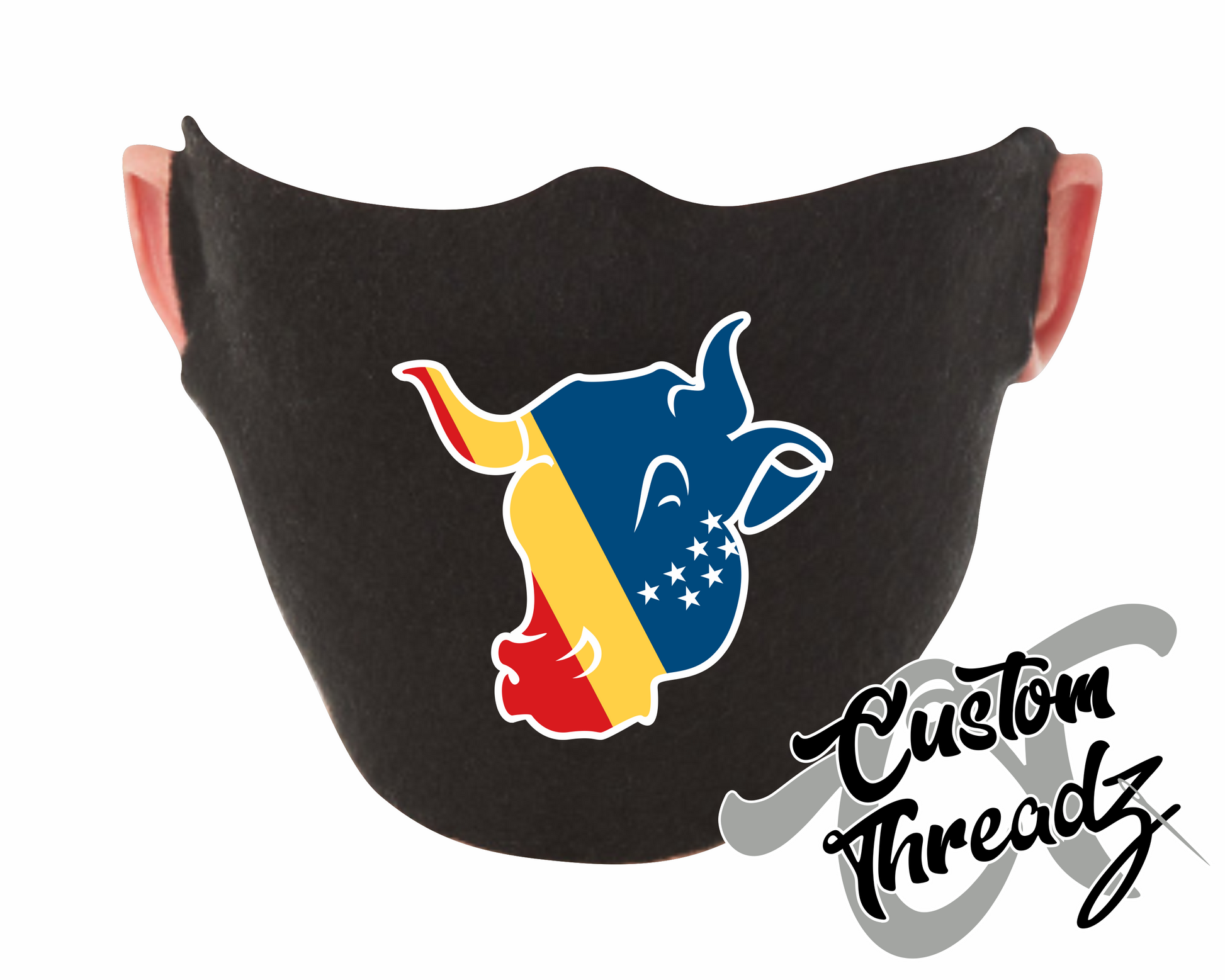 black face mask bull durham printed design