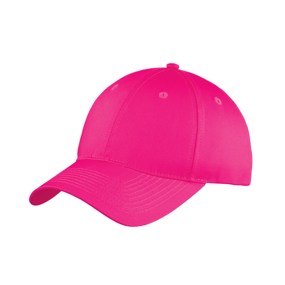 port & company six panel unstructured cap neon pink