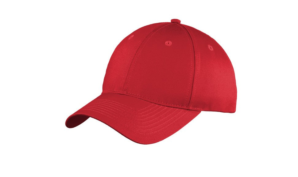 port & company six panel unstructured cap true red