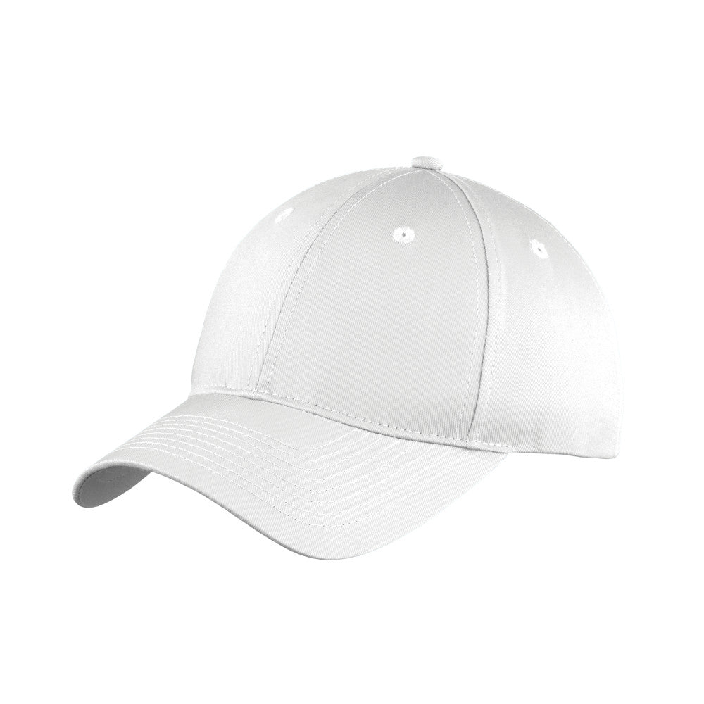 port & company six panel unstructured cap white