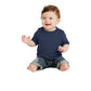 smiling baby in port & company infant core cotton tee navy