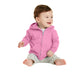 smiling baby in port & company infant full zip hoodie candy pink