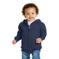 smiling child in port & company toddler full zip hoodie navy