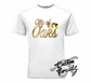 white tee with city of oaks raleigh nc DTG printed design