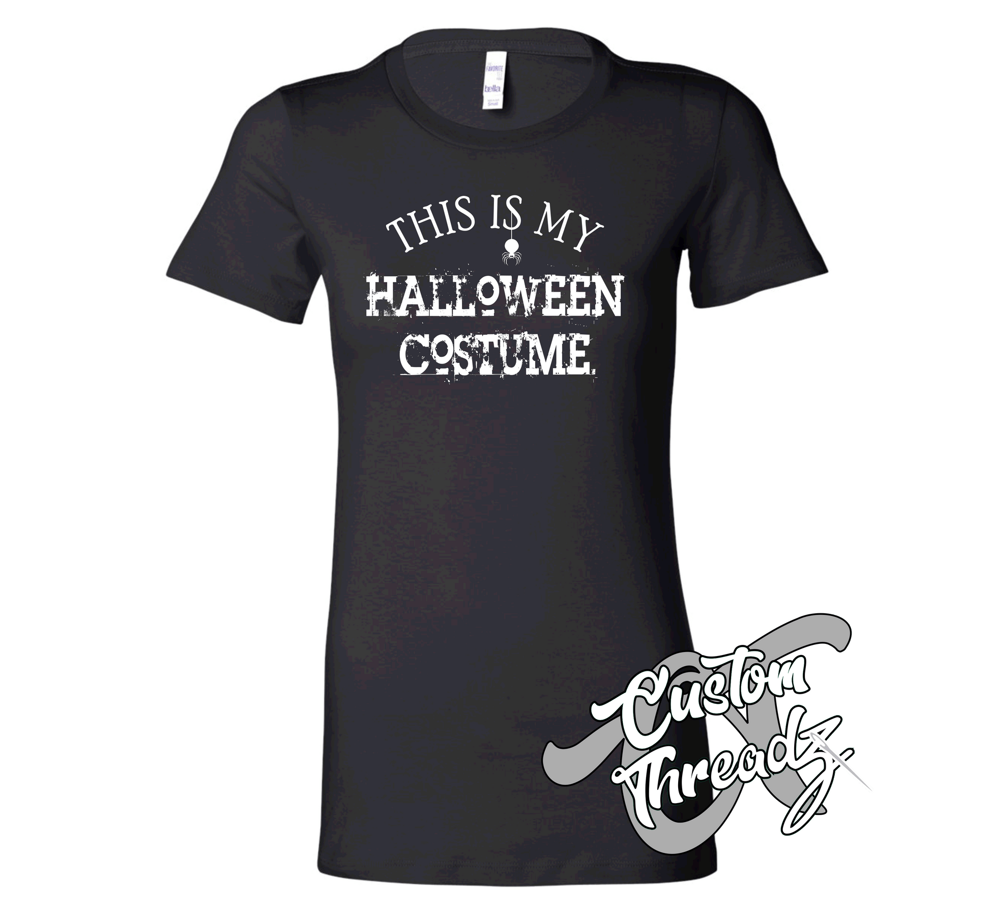 black womens tee with this is my halloween costume DTG printed design