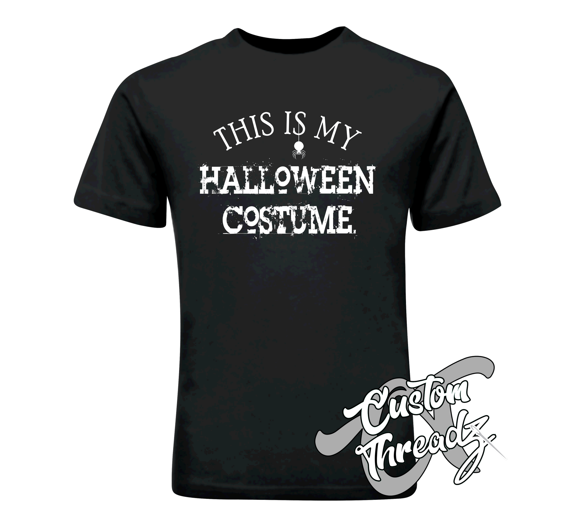 black tee with this is my halloween costume DTG printed design